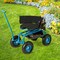 Multi-Purpose Heavy Duty Frame Rolling Garden Scooter with Comfortable Seat and Back Storage Basket